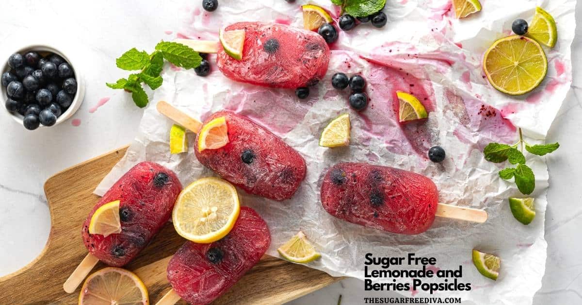 Sugar Free Blueberries and Lemonade Popsicles